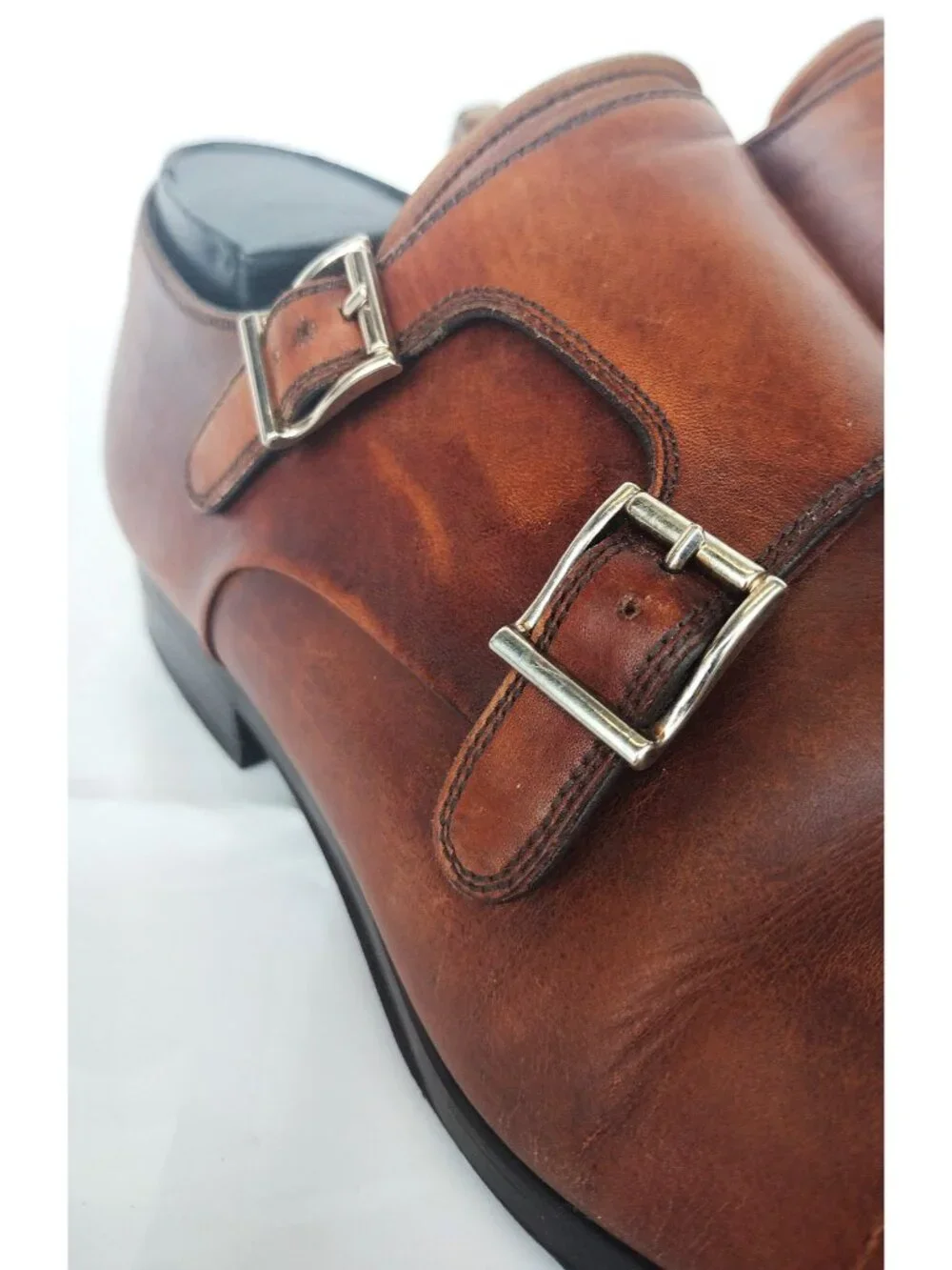 Magnanni Double Monk Strap Leather Dress Shoe Cognac Size 10  M